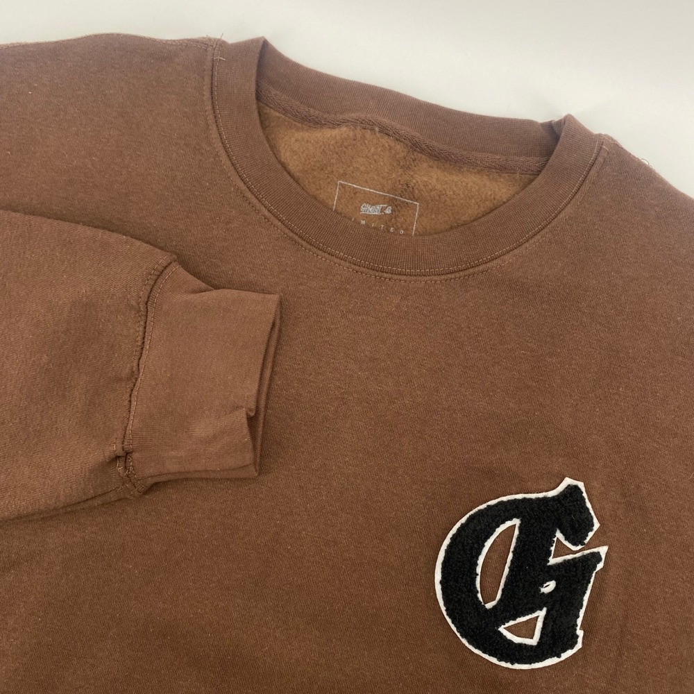 Ghost Lifestyle‎ Sweatshirt Mens 2XL Brown Limited Ed. Chenille Patch G Logo NWT